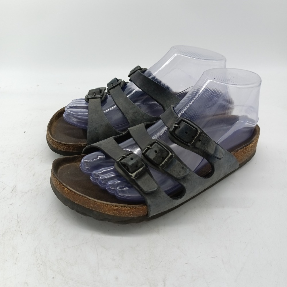 Birkenstock Florida Triple Strap Sandals Gray Black Women 37 BI39
